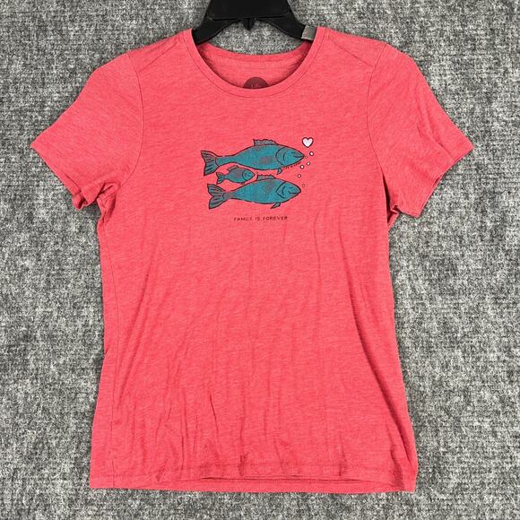 Life is Good Shirt Womens M Red Fish Family Forever Cool Tee Classic Fit Outdoor - Picture 1 of 8